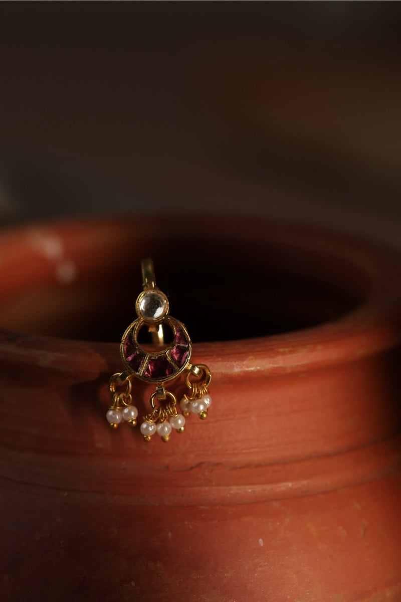 Rodolight Colour Gold Plated Jadau Kundan Earcuff  (Bugadi)