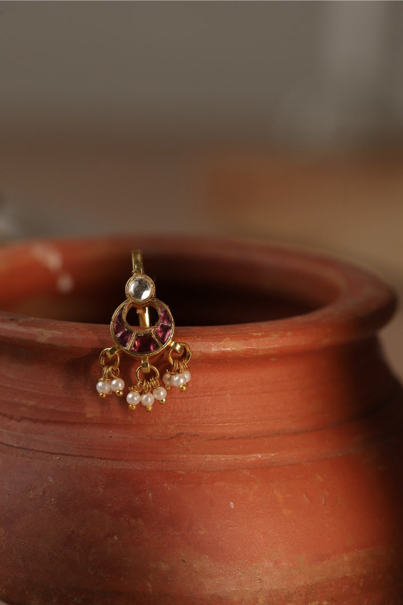 Rodolight Colour Gold Plated Jadau Kundan Earcuff  (Bugadi)