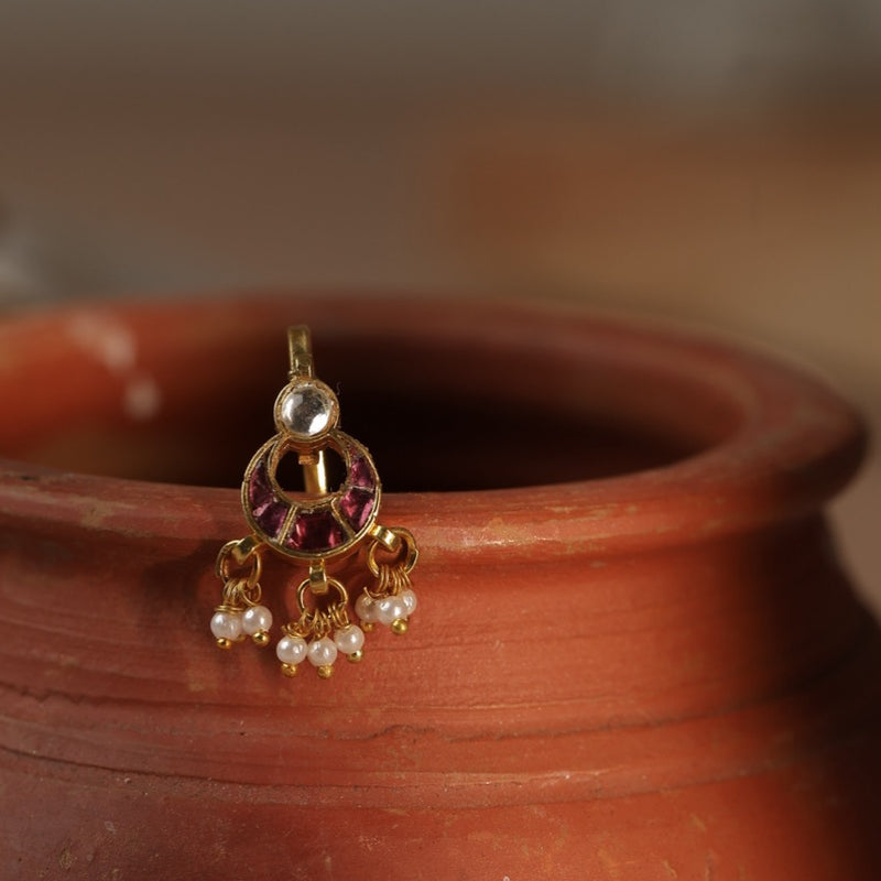 Rodolight Colour Gold Plated Jadau Kundan Earcuff  (Bugadi)