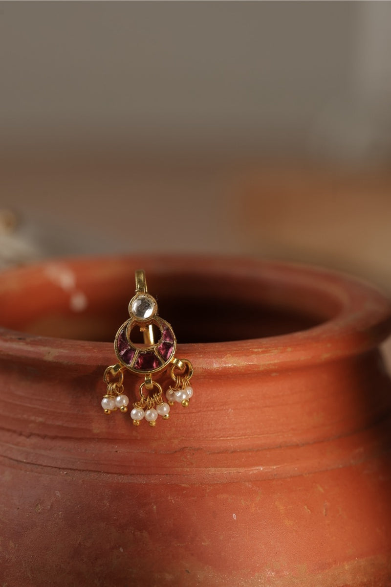 Rodolight Colour Gold Plated Jadau Kundan Earcuff  (Bugadi)