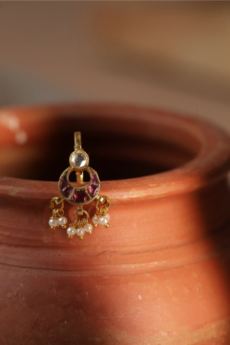 Rodolight Colour Gold Plated Jadau Kundan Earcuff  (Bugadi)