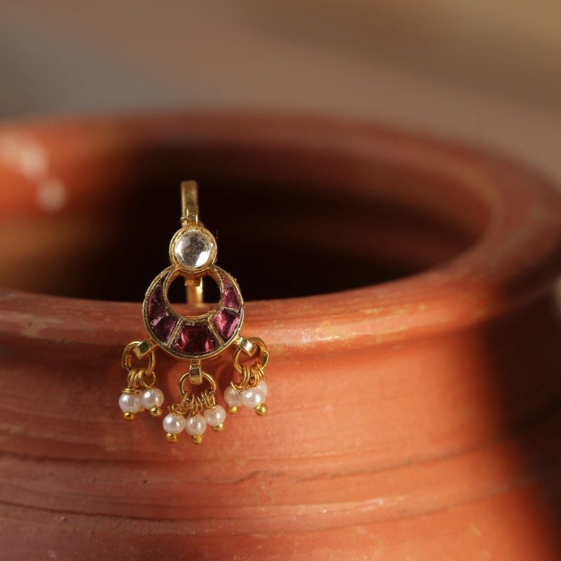Rodolight Colour Gold Plated Jadau Kundan Earcuff  (Bugadi)