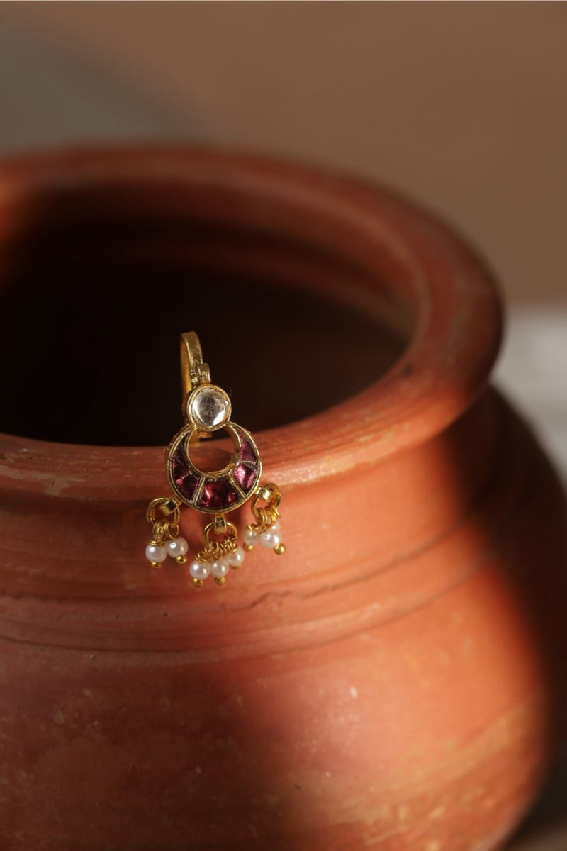 Rodolight Colour Gold Plated Jadau Kundan Earcuff  (Bugadi)