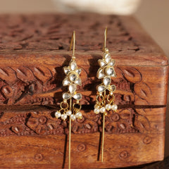 White Colour Gold Plated Jadau Kundan Earcuffs