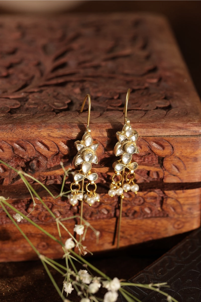 White Colour Gold Plated Jadau Kundan Earcuffs