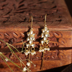 White Colour Gold Plated Jadau Kundan Earcuffs