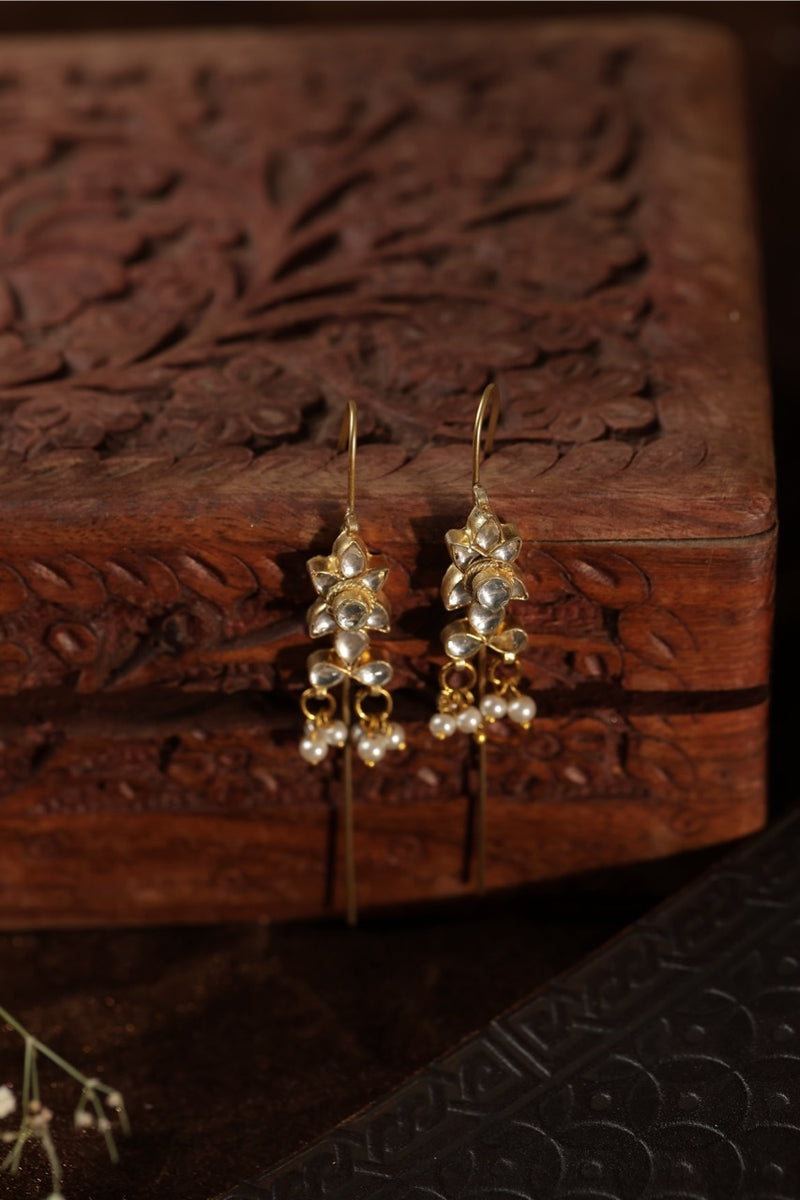 White Colour Gold Plated Jadau Kundan Earcuffs