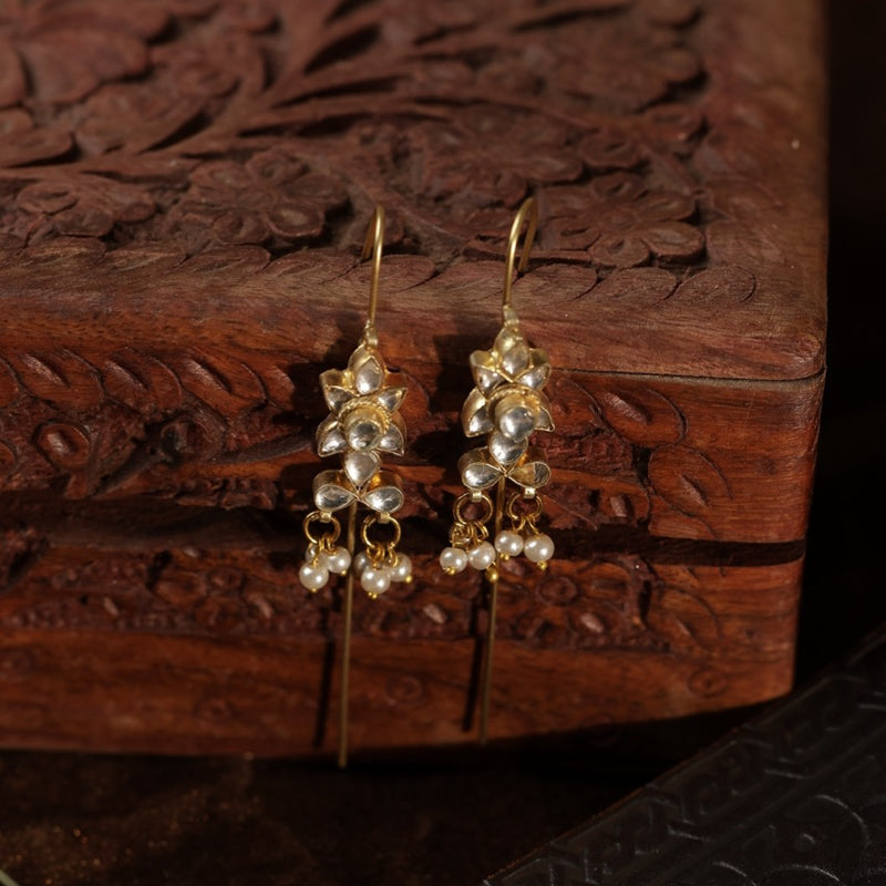 White Colour Gold Plated Jadau Kundan Earcuffs