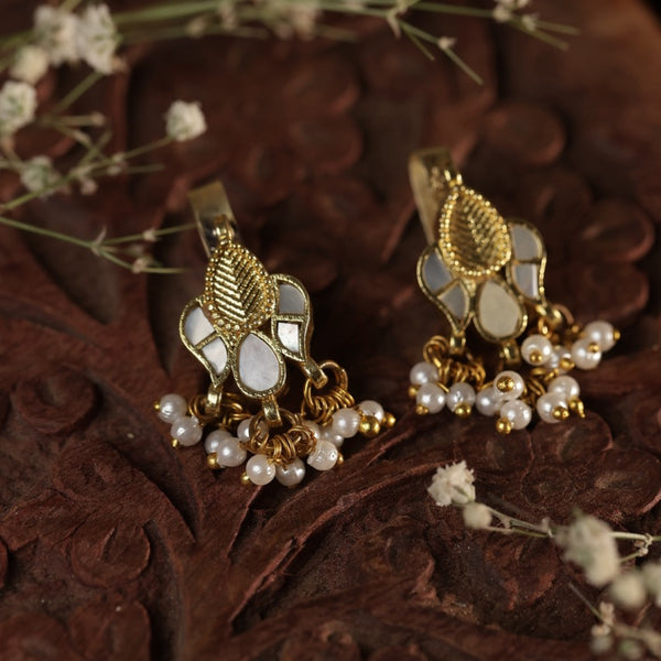 White Colour Gold Plated Mother of Pearl Earcuff (Bugadi)