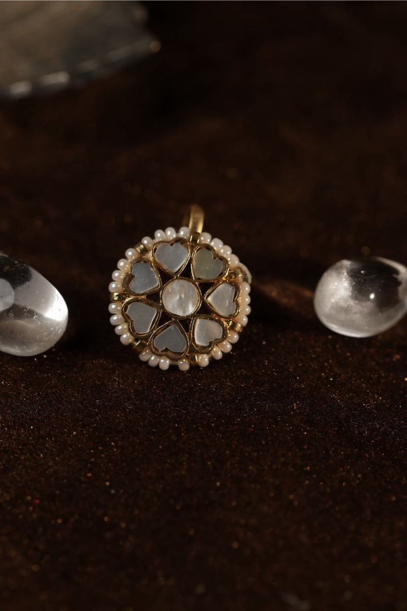 White Colour Gold Plated Mother of Pearl Earcuff (Bugadi)