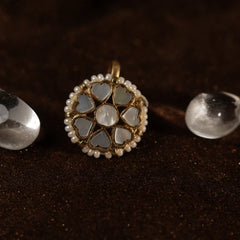 White Colour Gold Plated Mother of Pearl Earcuff (Bugadi)