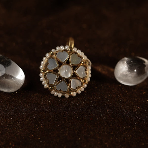 White Colour Gold Plated Mother of Pearl Earcuff (Bugadi)