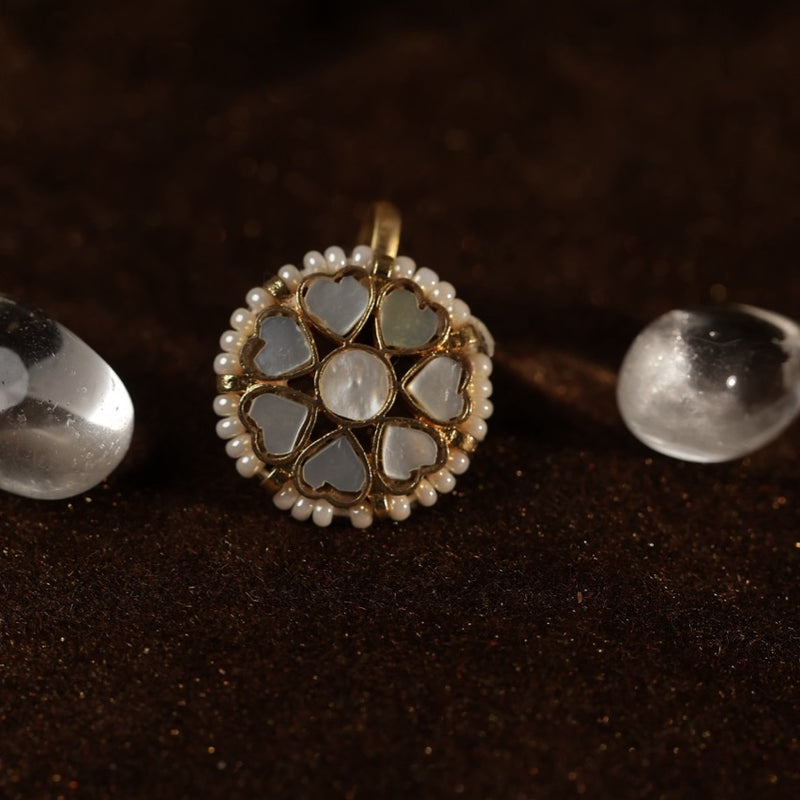 White Colour Gold Plated Mother of Pearl Earcuff (Bugadi)