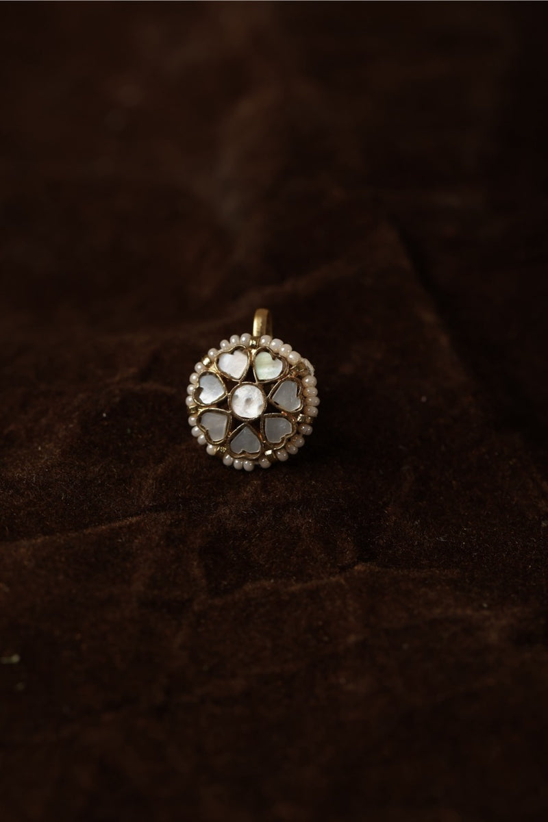 White Colour Gold Plated Mother of Pearl Earcuff (Bugadi)