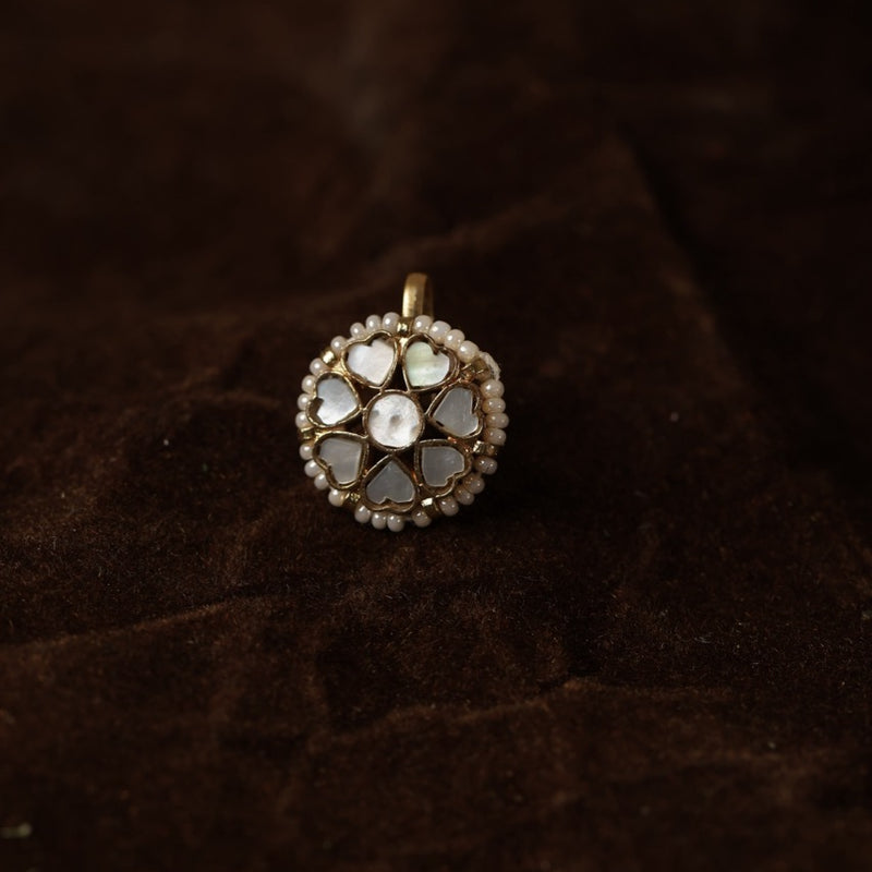 White Colour Gold Plated Mother of Pearl Earcuff (Bugadi)