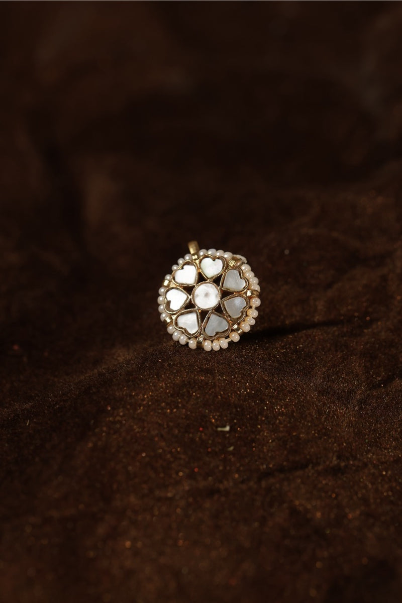 White Colour Gold Plated Mother of Pearl Earcuff (Bugadi)
