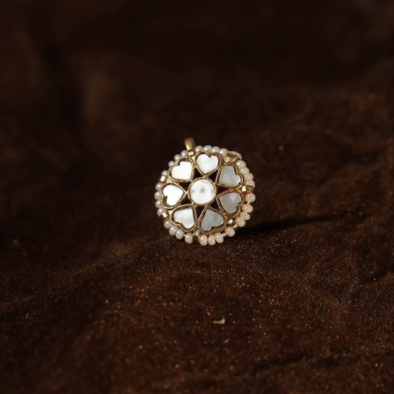 White Colour Gold Plated Mother of Pearl Earcuff (Bugadi)