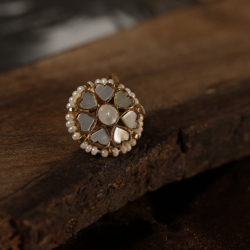 White Colour Gold Plated Mother of Pearl Earcuff (Bugadi)