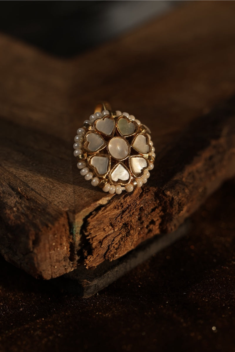 White Colour Gold Plated Mother of Pearl Earcuff (Bugadi)