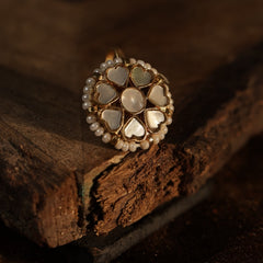 White Colour Gold Plated Mother of Pearl Earcuff (Bugadi)
