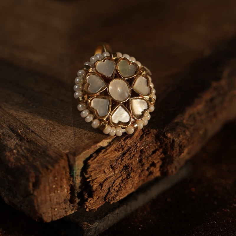 White Colour Gold Plated Mother of Pearl Earcuff (Bugadi)