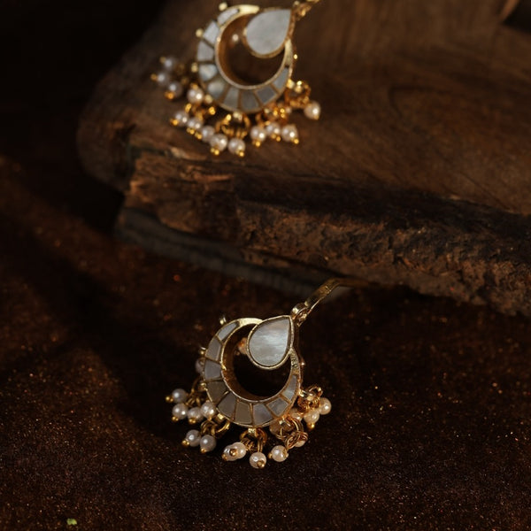 White Colour Gold Plated Mother of Pearl Earcuff (Bugadi)