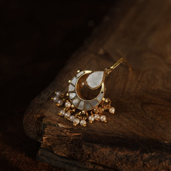White Colour Gold Plated Mother of Pearl Earcuff (Bugadi)