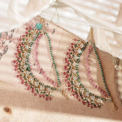 Multi Colour Gold Plated Jadau Kundan Kanchain