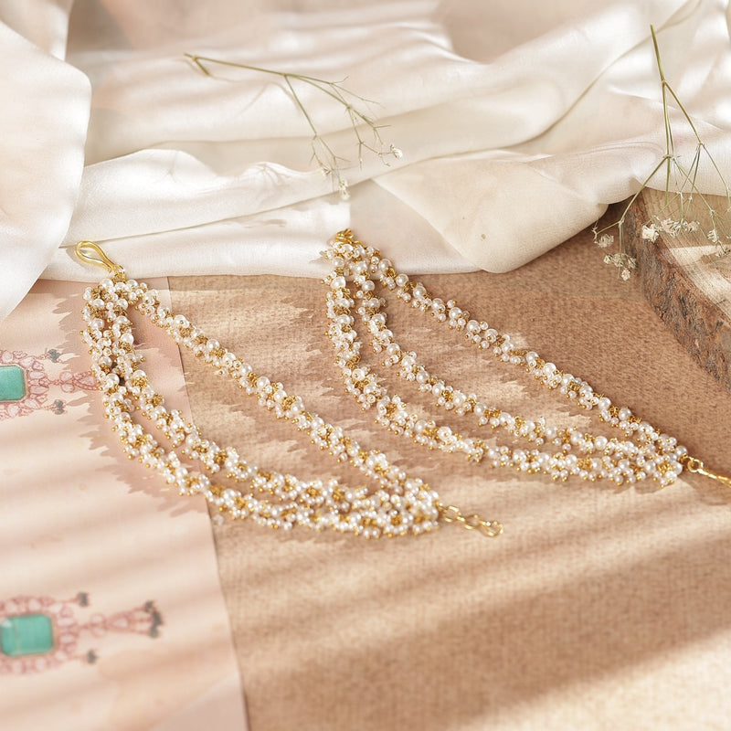 White Colour Gold Plated Jadau Kundan Kanchain