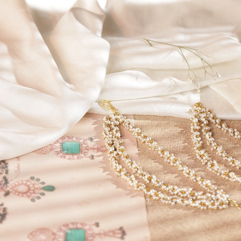 White Colour Gold Plated Jadau Kundan Kanchain