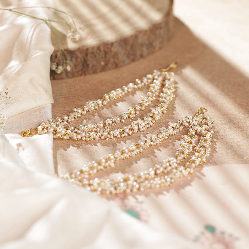 White Colour Gold Plated Jadau Kundan Kanchain