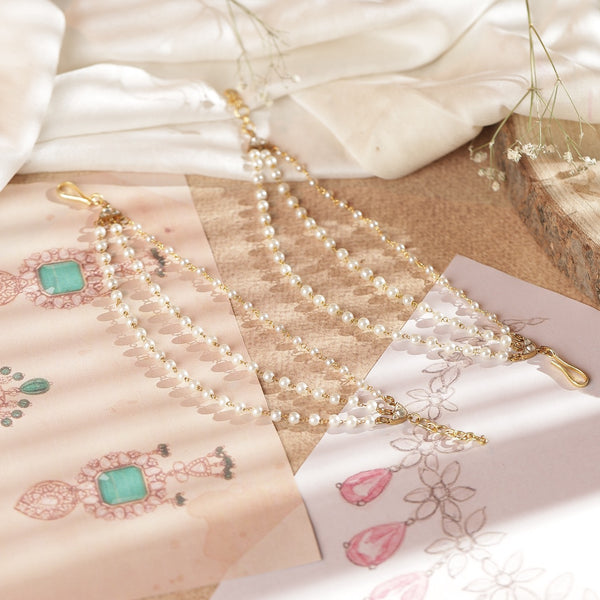White Colour Gold Plated Jadau Kundan Kanchain