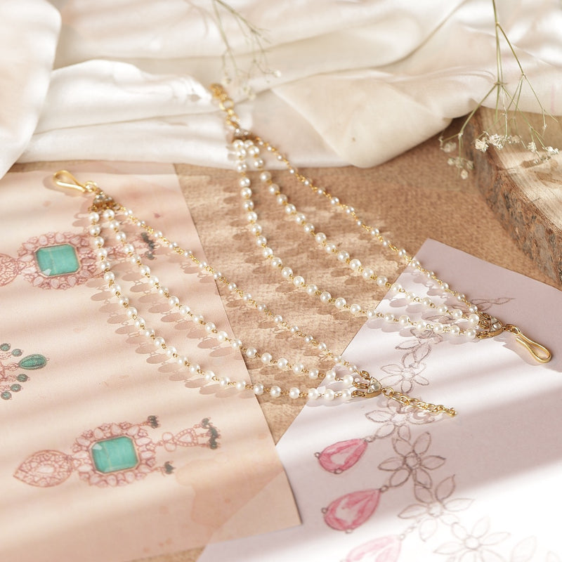 White Colour Gold Plated Jadau Kundan Kanchain