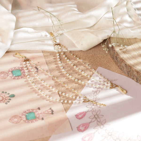 White Colour Gold Plated Jadau Kundan Kanchain