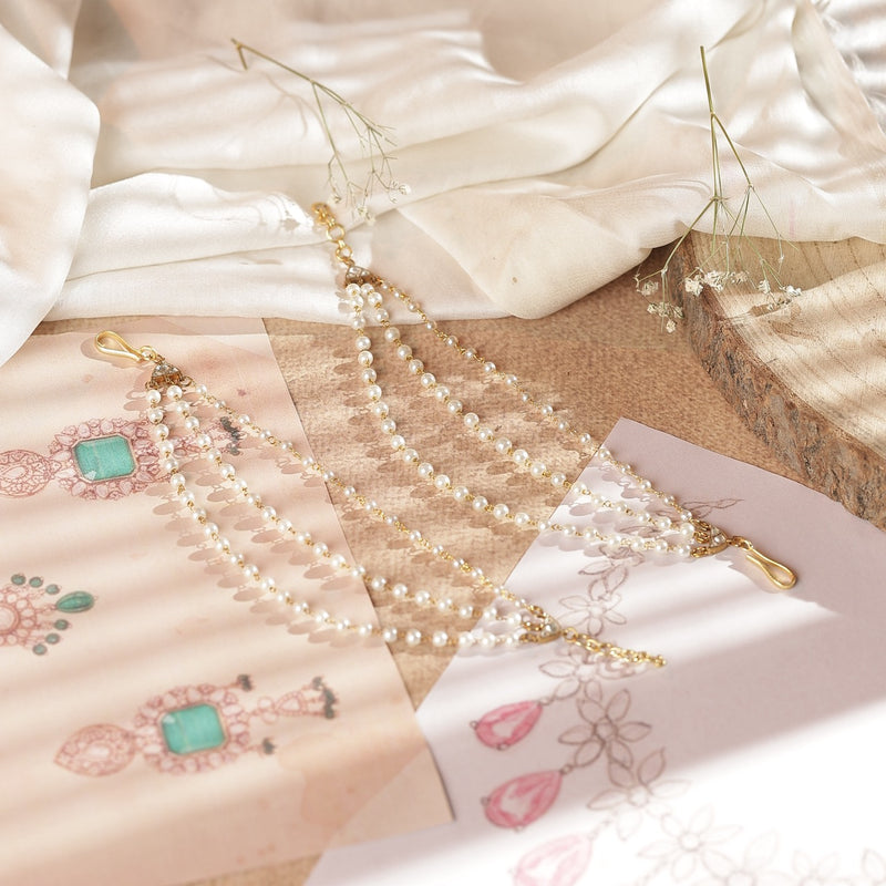 White Colour Gold Plated Jadau Kundan Kanchain