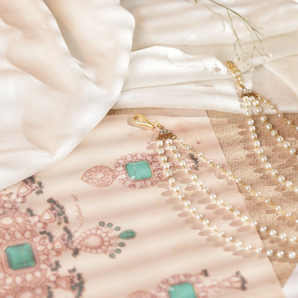 White Colour Gold Plated Jadau Kundan Kanchain