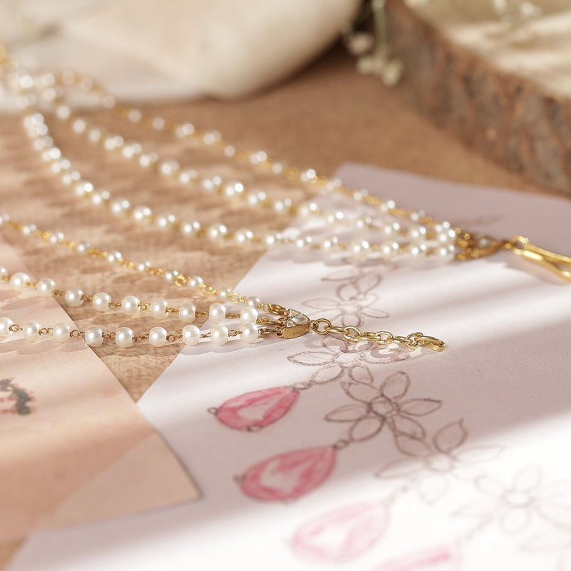 White Colour Gold Plated Jadau Kundan Kanchain