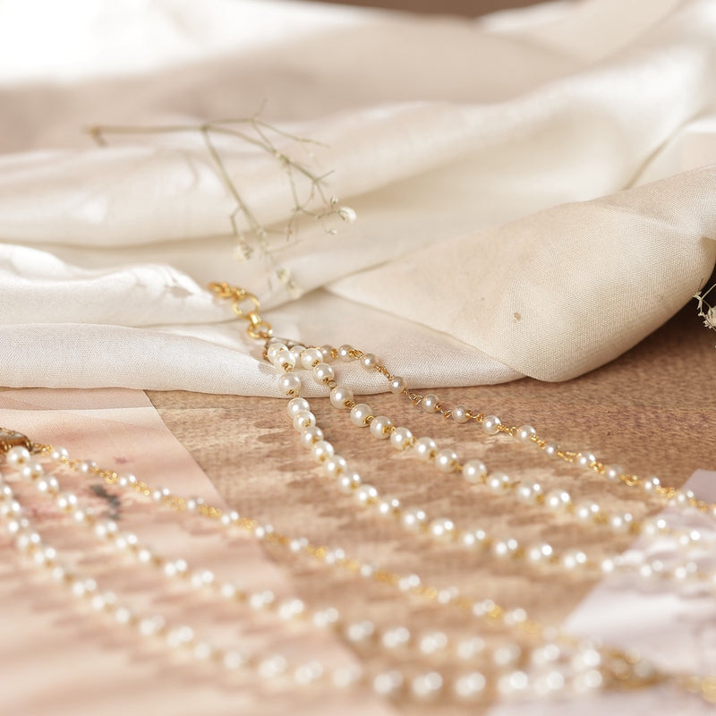 White Colour Gold Plated Jadau Kundan Kanchain