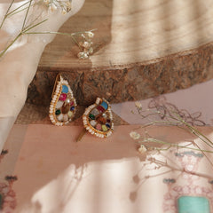 Multi Colour Gold Plated Jadau Kundan Earcuff (Bugadi)