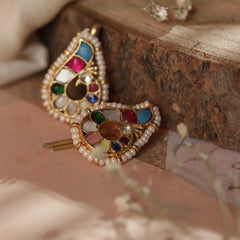 Multi Colour Gold Plated Jadau Kundan Earcuff (Bugadi)