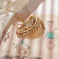 White Colour Gold Plated Jadau Kundan Juda Pin