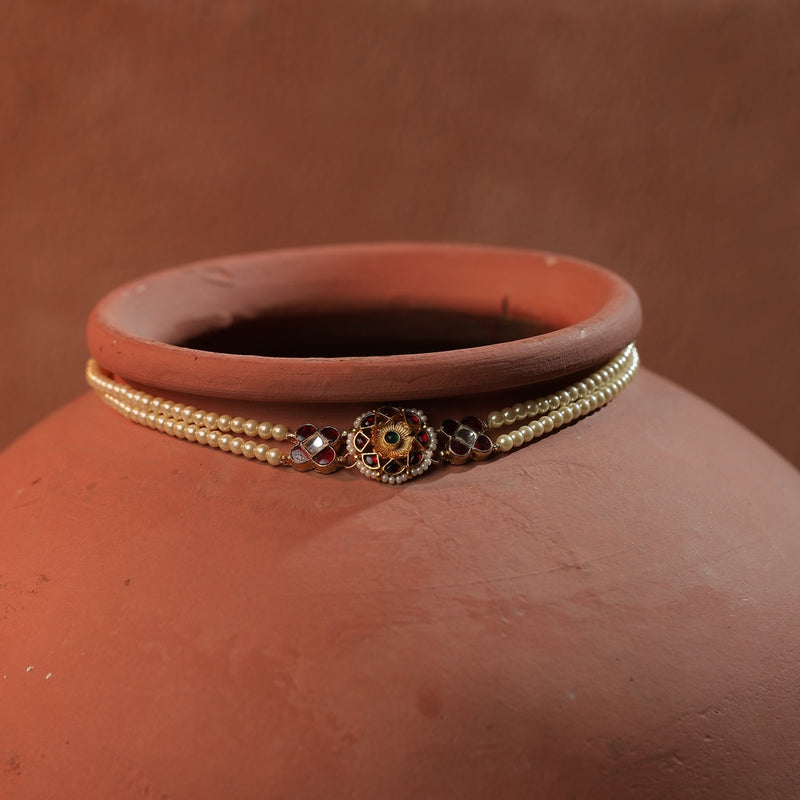 Multi Colour Gold Plated Jadau Kundna Headband