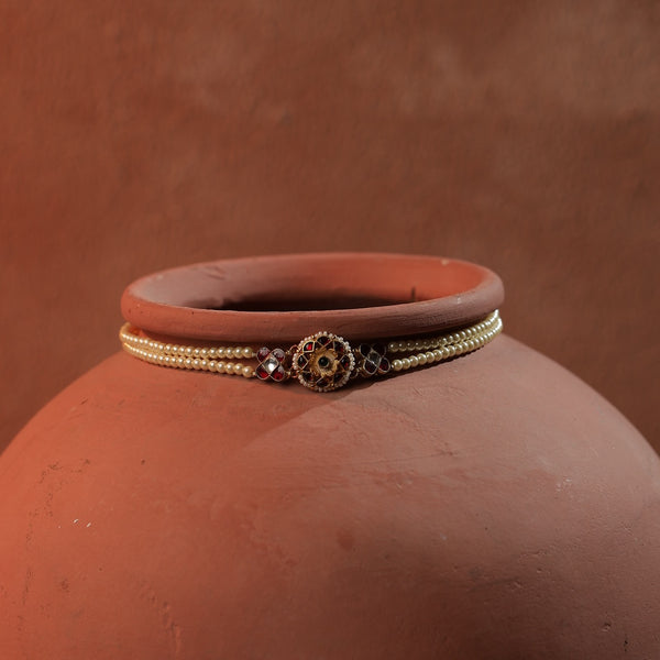 Multi Colour Gold Plated Jadau Kundna Headband