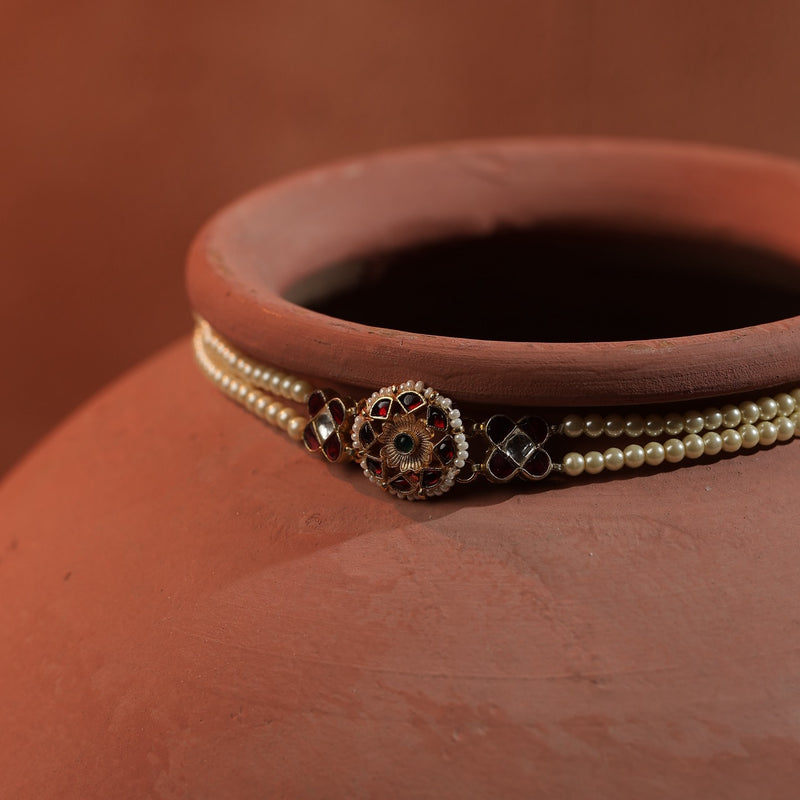 Multi Colour Gold Plated Jadau Kundna Headband