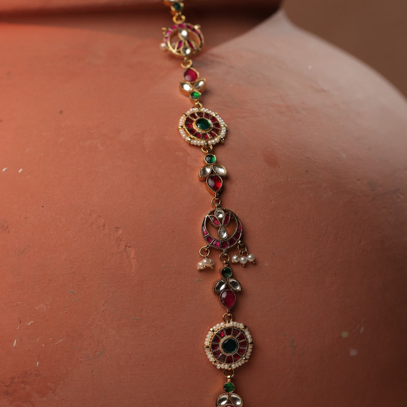 Multi Colour Gold Plated Jadau Kundan Headband