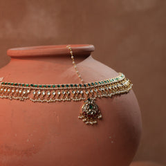 Multi Colour Gold Plated Jadau Kundan Mathapatti