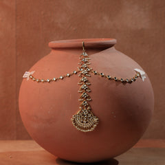 White Colour Gold Plated Jadau Kundan Mathapatti
