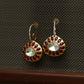 MDE798- Ruby Colour Gold Plated Faux Polki Double Sided Dangler Earrings
