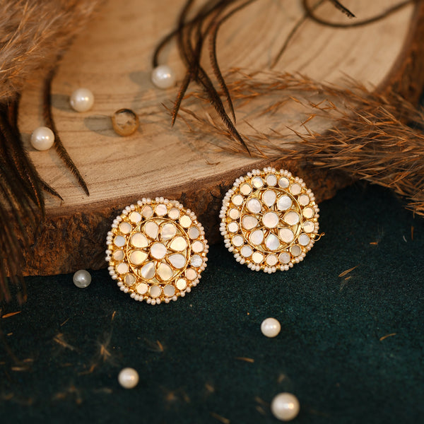 MDE779- White Gold Plated Mother Of Pearl Studs Earrings