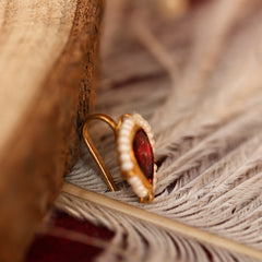 MDNA245- Red Colour Gold Plated Jadau Kundan Nose Pin